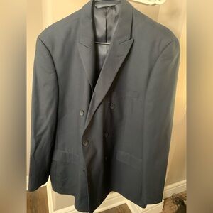 Men’s 46R Perry Ellis Portfolia Blue stripe suit. Pant size 39”x32”